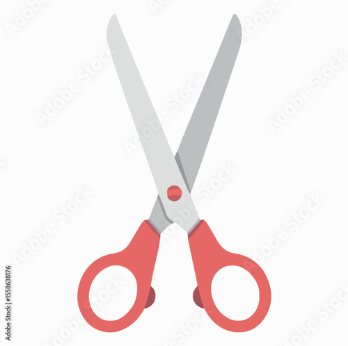 Illustration of red handled scissors cutting tool for paper crafts and art projects