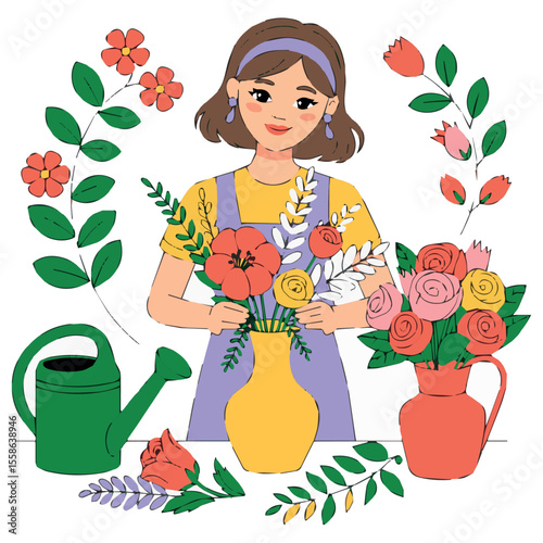 Woman arranging flowers in vase floral design flower shop florist bouquet art design