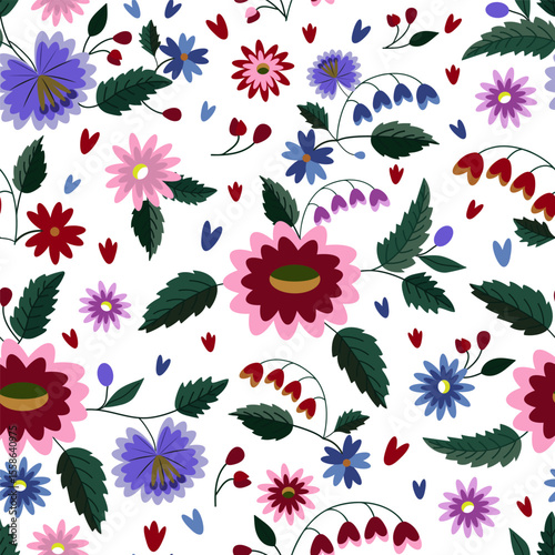 Floral Ukrainian Ornament Ethnic Seamless Pattern