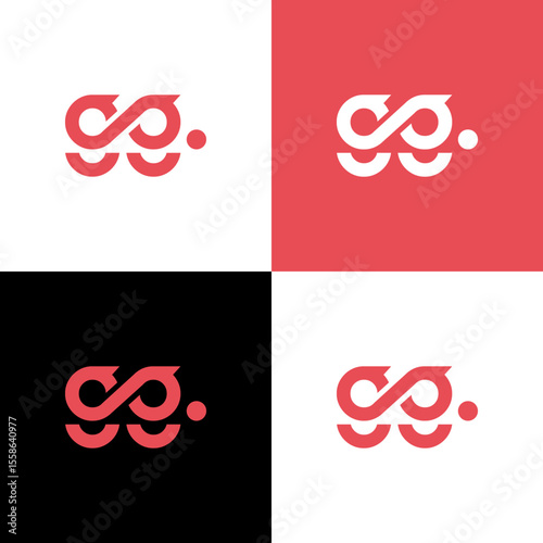 GG logo simple infinite ,Infinity Loop Connection,infinity gg Monogram,Red & White Icon Grid