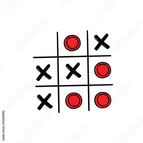 Tic tac toe game noughts and crosses strategy board fun hand drawn style