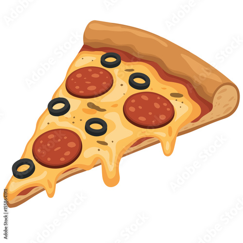 Delicious pepperoni pizza slice with olives italian food restaurant takeaway meal