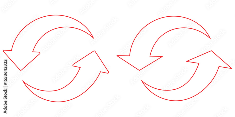 Obraz premium Refresh icon set. Reload, Update, reload and recycle icon vector illustration. Circular arrow rotation symbol with two arrows pointing in opposite directions indicating refresh icon.