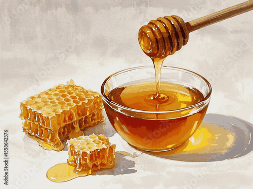 Amber Honey Drips honey isolated watercolor vector illustration svg