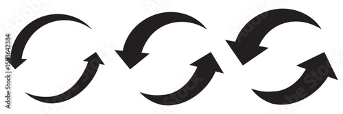 Reload refresh icon for simple flat style design. Refresh, Circular arrow rotation symbol with two arrows pointing in opposite directions indicating refresh icon use. Eps 10