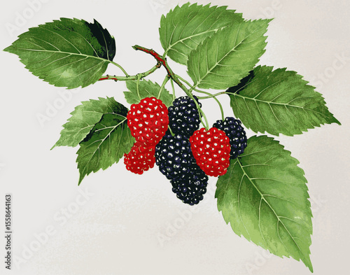 Mulberry Tree Wash mulberries tree isolated watercolor vector illustration svg