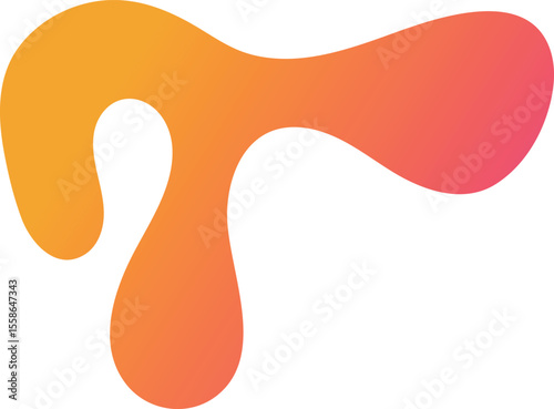 Bright psychedelic liquid shape with colorful gradient, curved amoeba shape. Vector wriggling bubble drop hand drawn.