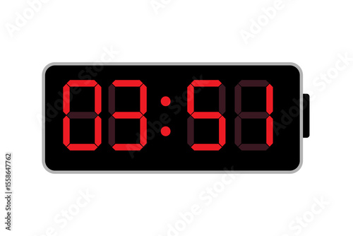 Digital Alarm Clock vector, Green and Red Glowing numbers digital clock,eps10