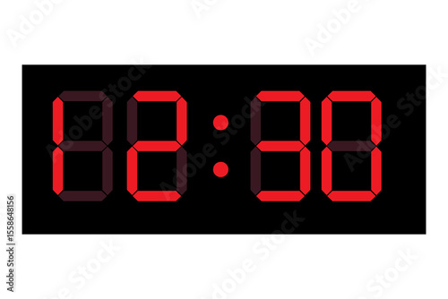 Digital Alarm Clock vector, Green and Red Glowing numbers digital clock,eps10