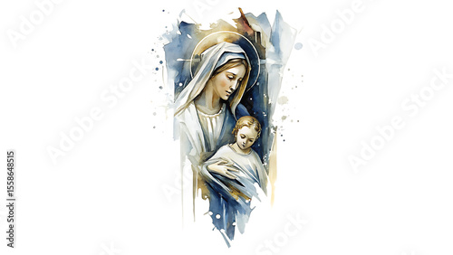 The Nativity Of Christ Shown In Silhouette Of The Blessed Mary Scene