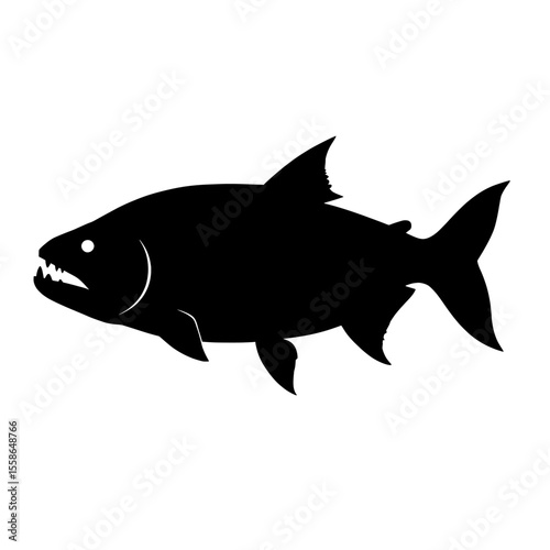 Goliath Tigerfish Silhouette with Sharp Teeth and Powerful Fins