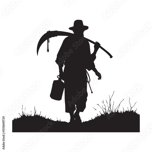 Silhouette vector illustration of a man with a rifle