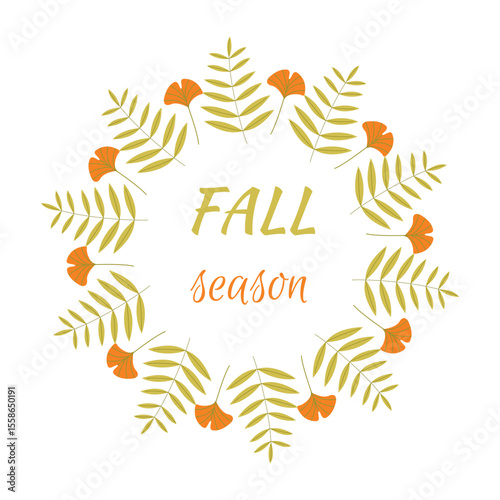 Autumn wreath of chestnut leaves. Vector illustration Botanical art	
