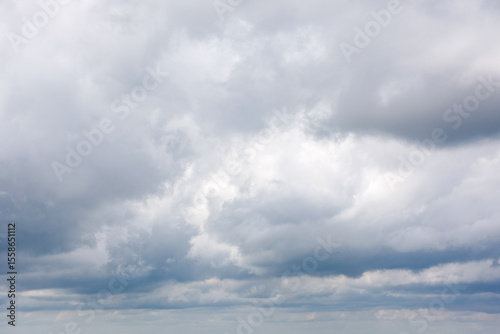 grey cumulus cloudscape of overcast sky. dramatic meteorology background. cloudy weather forecast in summer before the rain