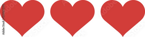 Three red hearts vector illustration for valentine's day love and romance design