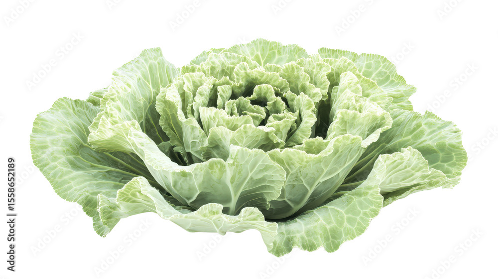 Fototapeta premium Napa cabbage with light green ruffled leaves and tight core, Transparent background, PNG file