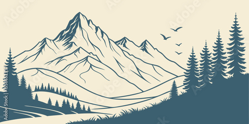 winter landscape vector illustration