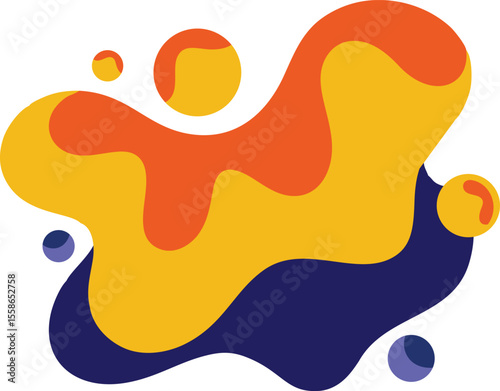 Abstract liquid shape vector design with colorful blobs in fluid dynamic style for background graphic or modern art element
