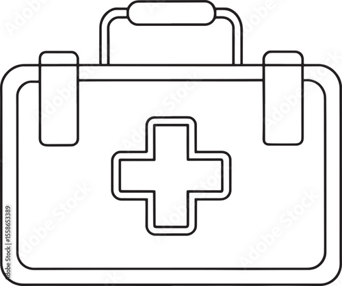 Medical first aid kit illustration in clean line art for combat situations