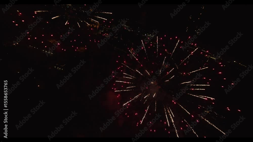 inside the fireworks with a fpv drone