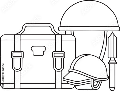 Field ration illustration in black and white for military supply design