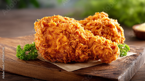 Golden Crispy Chicken Leg Captured in Sharp Detail