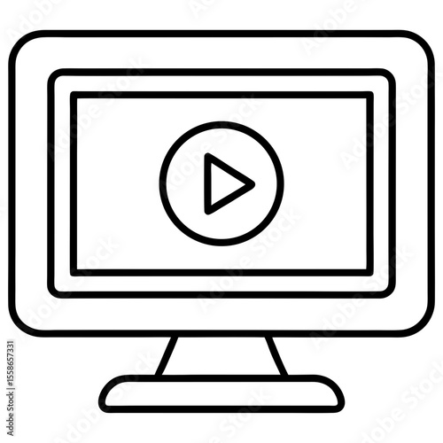 Video play monitor icon outline vector Online training Home student | Premium Vector
