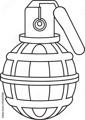 Outlined landmine design in black and white for military coloring projects