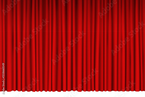 Red closed curtain on white background. Vector