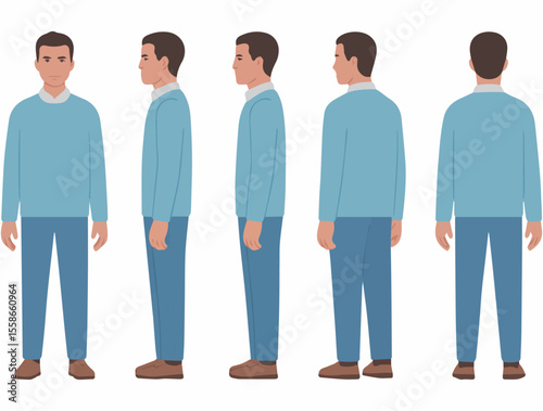 Man model sheet vector illustration for fashion design and character reference