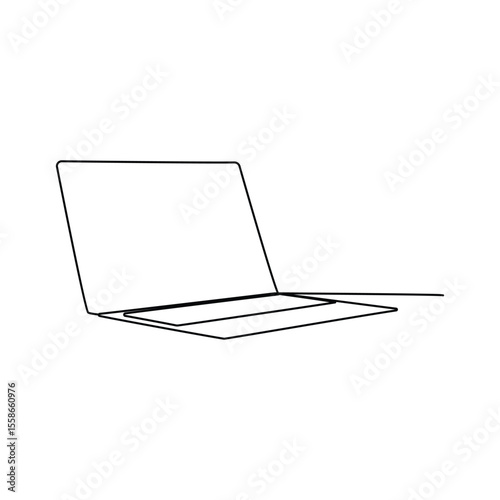 Continuous Line Drawing of Laptop Icon. Hand Drawn Symbol Vector Illustration, Laptop Single Line Icon, One line drawing of laptop gadget, continuous single line drawing of laptop computer,
