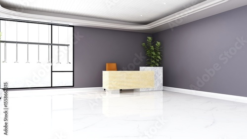 office front desk or receptionist room with wooden design interior