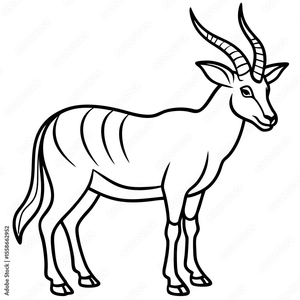 Obraz premium Saola Sketch Vector White