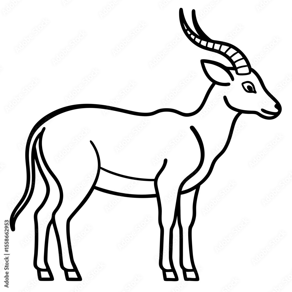 Obraz premium Saola Sketch Vector White