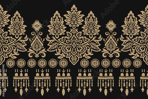 Motifs Ikat floral paisley embroidery background.geometric ethnic oriental pattern traditional.Aztec-style abstract. design for texture, fabric, clothing, wrapping, decoration