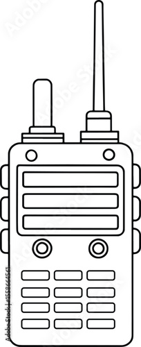 Simple tactical radio line drawing for military and communication education
