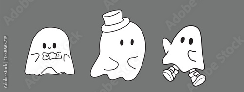 Cartoon, element, ghost in a cloak, autumn, Halloween, illustration, cute picture, hand-painted