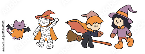 Cartoon, element, ghost in a cloak, autumn, Halloween, illustration, cute picture, hand-painted