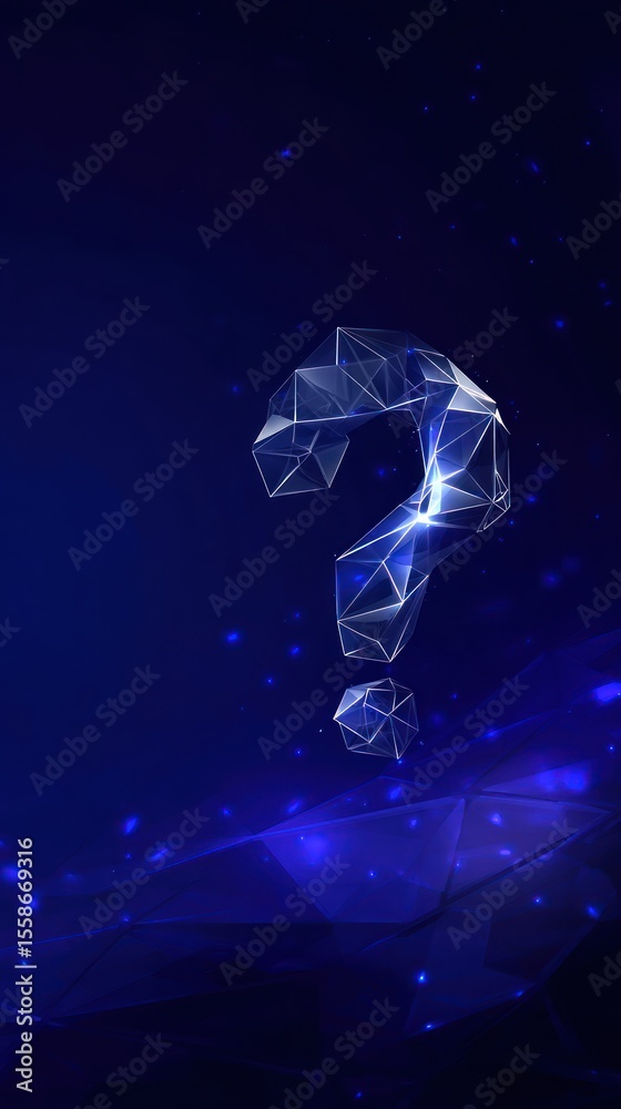 Naklejka premium Abstract question mark, low poly style