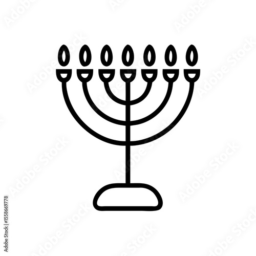 Menorah icon in outline style for Jewish or religious content