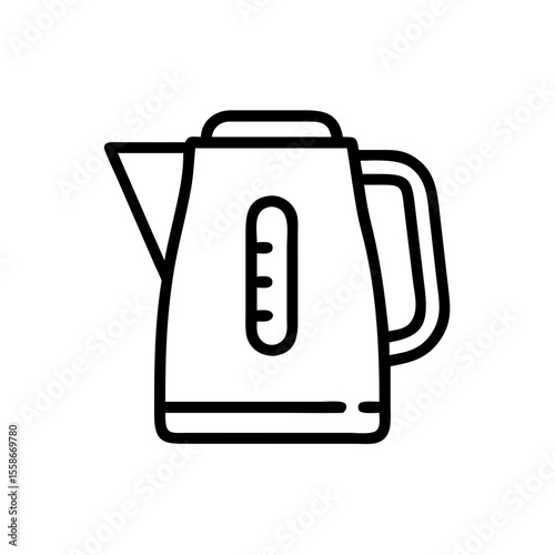 Electric kettle icon in outline style for kitchen or beverage content