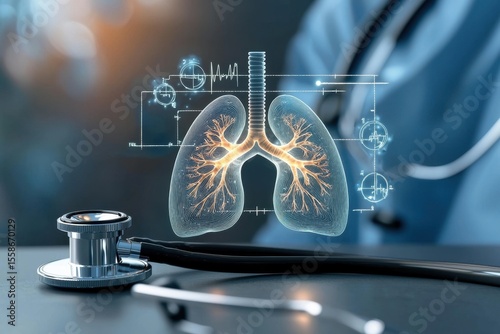 Doctor examining patient's lungs hospital room medical procedure professional environment close-up view health assessment