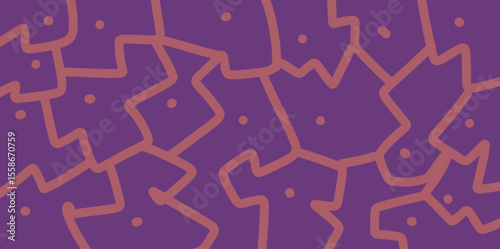 Abstract pattern of puzzle lines and dots in light brown with a dark purple background, trendy, unique, vintage, suitable for use as decoration for posters, banners and greeting cards.