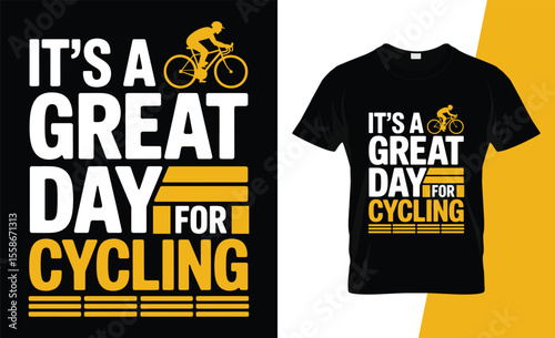 It s a great day for cycling graphic design with cyclist silhouette