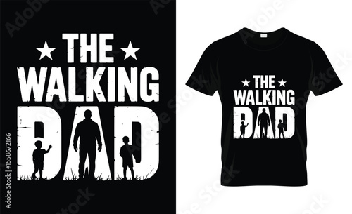 The walking dad father and son silhouette t shirt design
