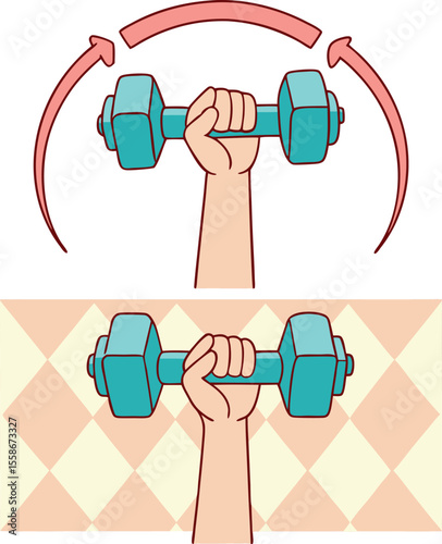 Strength Training Building Muscle with Dumbbells, Fitness Exercise