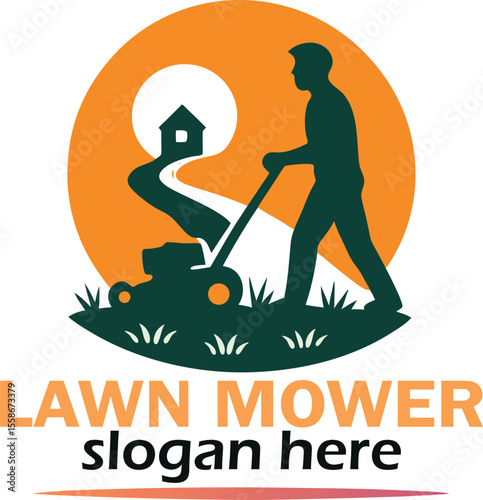 Lawnmower Lawn mower logo design template and riding lawn care grass cutting logo clipart Vector illustration 
