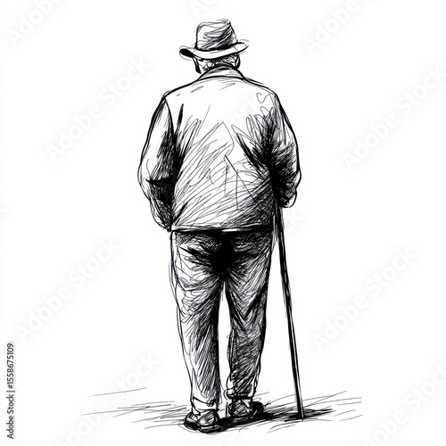 Sketch of elderly man