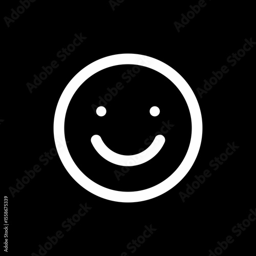 Simple white outlined smiley face on a stark black background.
