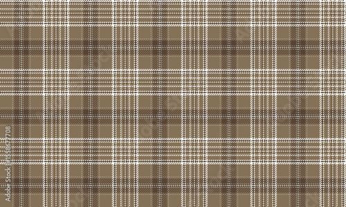 Seamless plaid fabric pattern, beige, brown, white, suitable for designing clothes, skirts, pants, minimalist style, simple and warm, vector illustration.